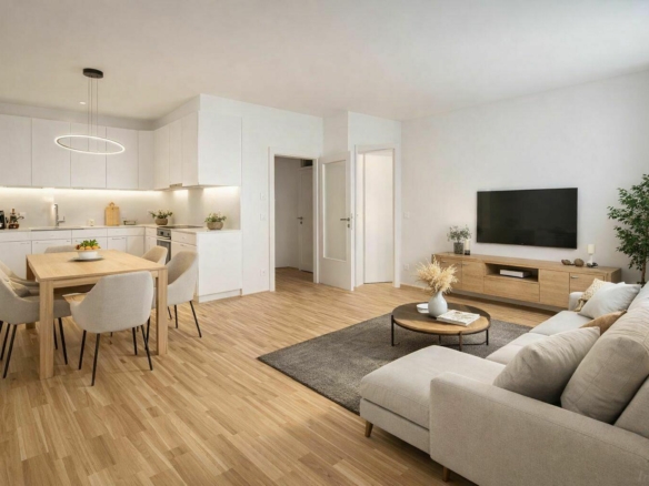 Wohn-Essbereich mit Küche - KI Einrichtungsvorschlag