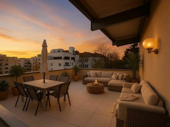 Terrasse Dämmerung  KI generiert