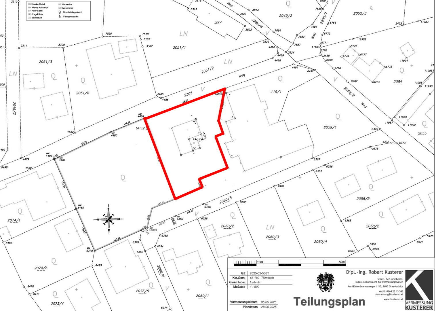Lageplan, Teilungsplan