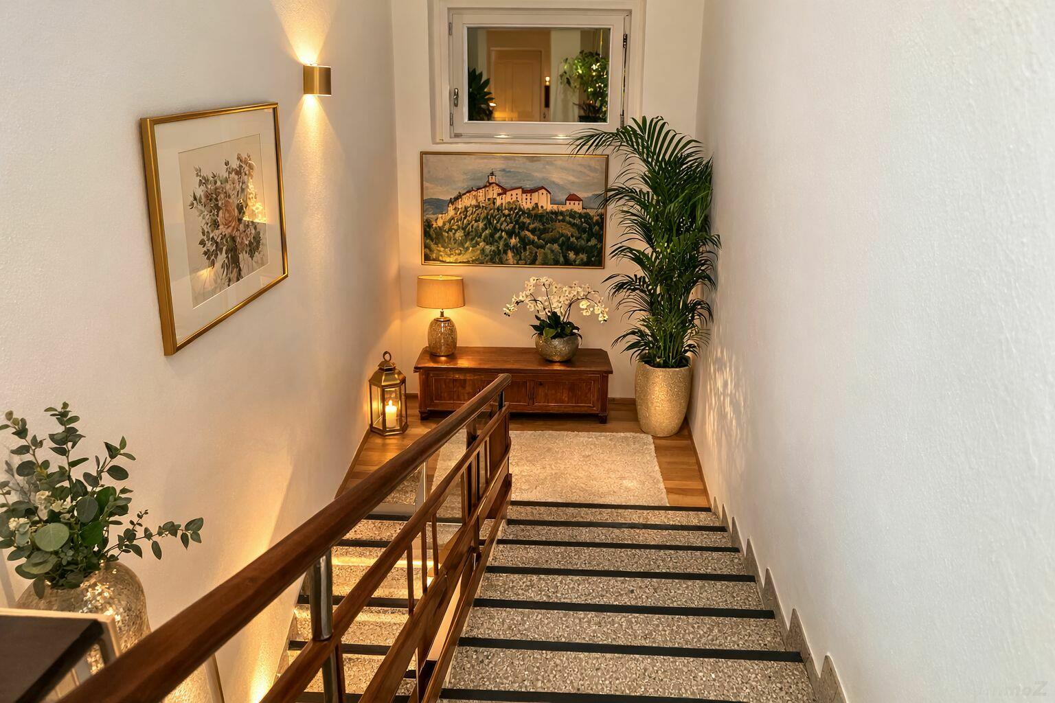 Stiegenaufgang, Deko KI-unterstützt